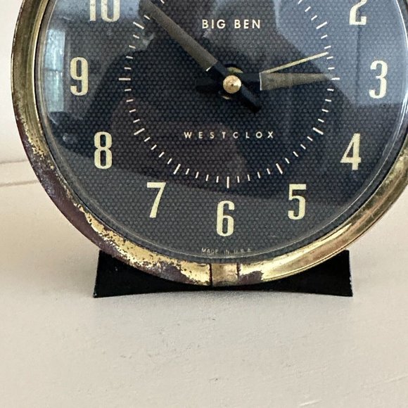 SOLD Vintage MCM Westclox Big Ben Black Gold Wind Up Round Shape Alarm Clock - Picture 10 of 16
